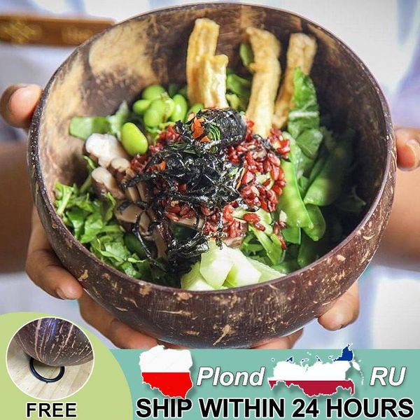 

bowls internaul natural coconut bowl fruit decoration salad noodle wooden rice craft creative