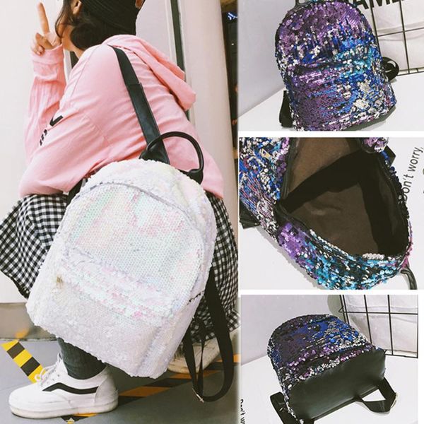 

backpack girls shiny sequins school travel glitter shoulder rucksack