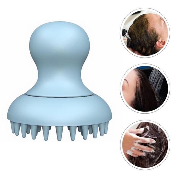 

hair brushes 1pc silicone body scrubber portable scalp massager brush (blue), Silver