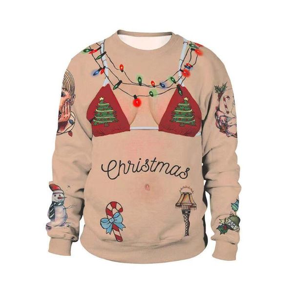 

men's sweaters ugly christmas couples funny sweatshirts oversized 3d body printed xmas women men jumper clothes, White;black