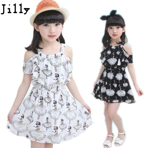 

girl's dresses 2021 summer children's clothing girl child dress big girls kids chiffon princess for baby black white, Red;yellow