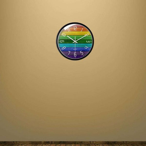 

wall clocks simple mute clock round for home bedroom living room without battery (pattern w26, black metal frame with glas
