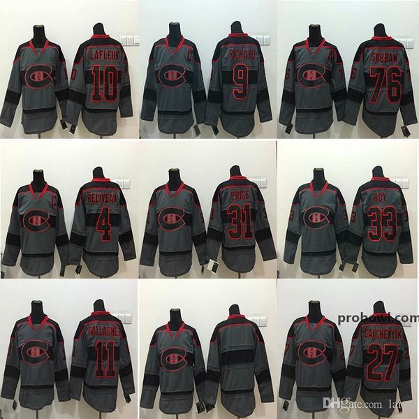 

montreal canadiens charcoal gray hockey jersey #31 carey price 67 pacioretty 11 brendan gallaghe classic retro embroidery hockey jerseys ., Black;red