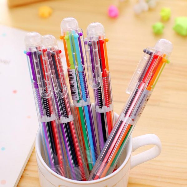 

ballpoint pens multicolor 6-in-1 retractable pen convenient stationery school supplies for office students, Blue;orange