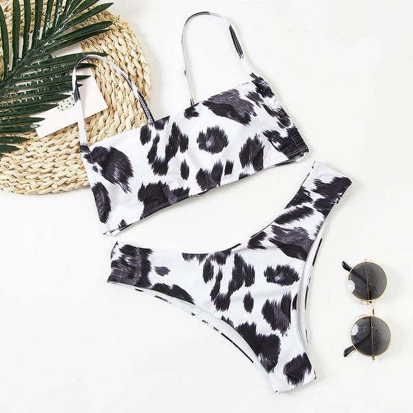 

two-piece suits 2021 print bikinis swimwear women high waist swim wear bathing suit woman bandeau swimsuit bikini set ladies beach biqu