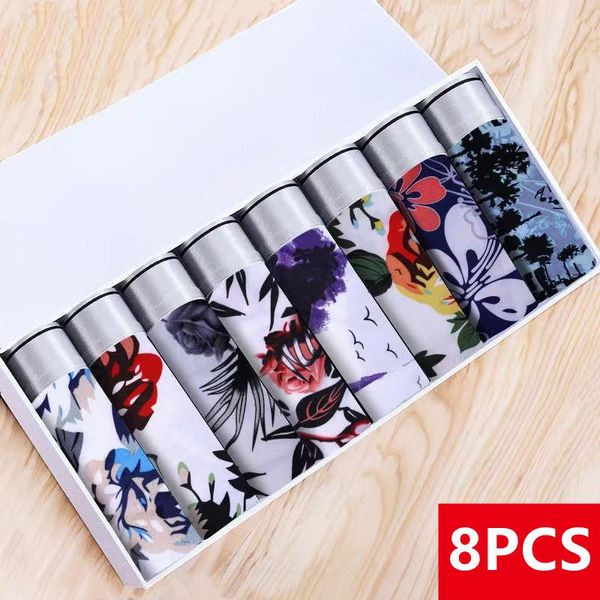 

underpants men ice silk underwear 2021 summer selling style 8pcs suit, Black;white