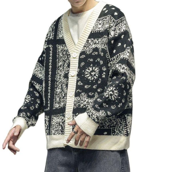 

Men's Sweaters Japanese Ethnic Fashion Cardigan 2021 Streetwear Harajuku Casual Sweater Men Clothing Winter Coat Retro Loose Couple Top Male, White;black