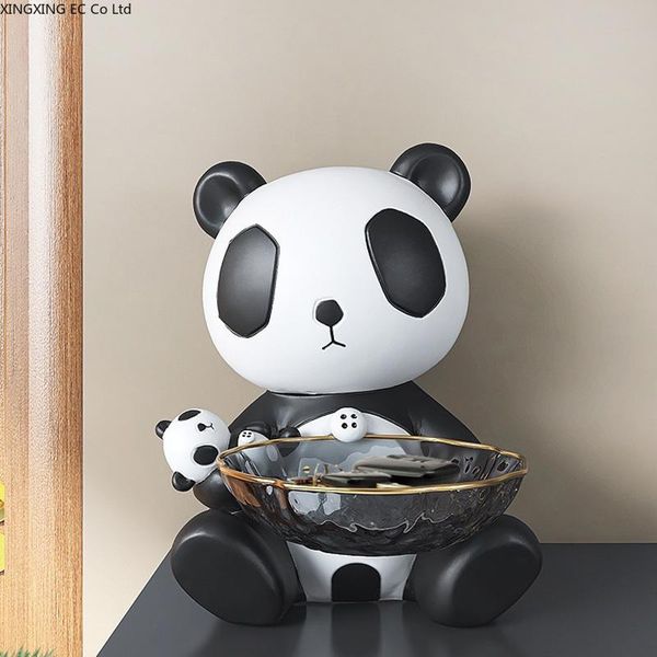 

decorative objects & figurines panda storage tray decoration creative living room home multi-function shelf transparent glass ornaments
