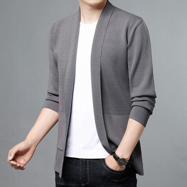 

men's sweaters men 2021 autumn fashion business casual sweater coats mens solid v neck jackets male knitted cardigan outwear w708, White;black