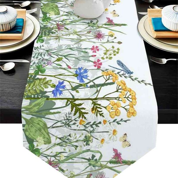 Flores borboleta libélula corredor de mesa decoração de casamento pano de bolo e placemat Decoração 210628