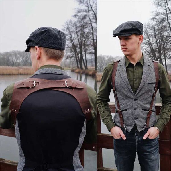 

men's vests suit vest retro slimfit jacket business waistcoat western cowboy steampunk lapel warm, Black;white