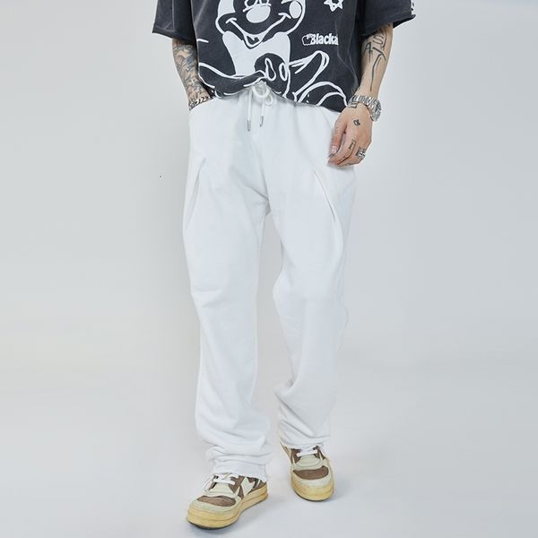 

men's pants hip hop retro mmulti-pocket casual jogges sweatpants men and women loose straight solid oversize track overalls 97zd, Black