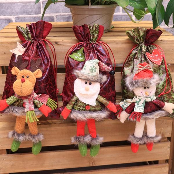 

christmas decorations gift bags candy bag santa claus snowman elk classic design tree hangings kid's xmas bags#40