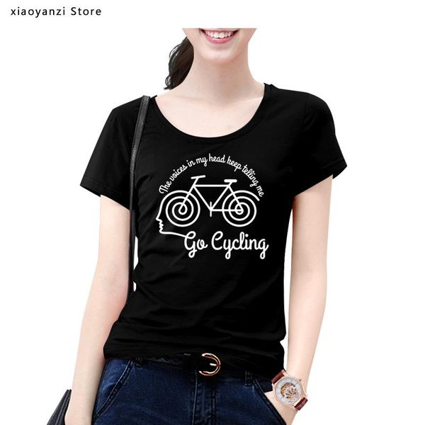 

women's t-shirt voices in my head cyclinger rltw women t-shirts cycle bicycle birthday basic models sweatshirts casual t shirts, White