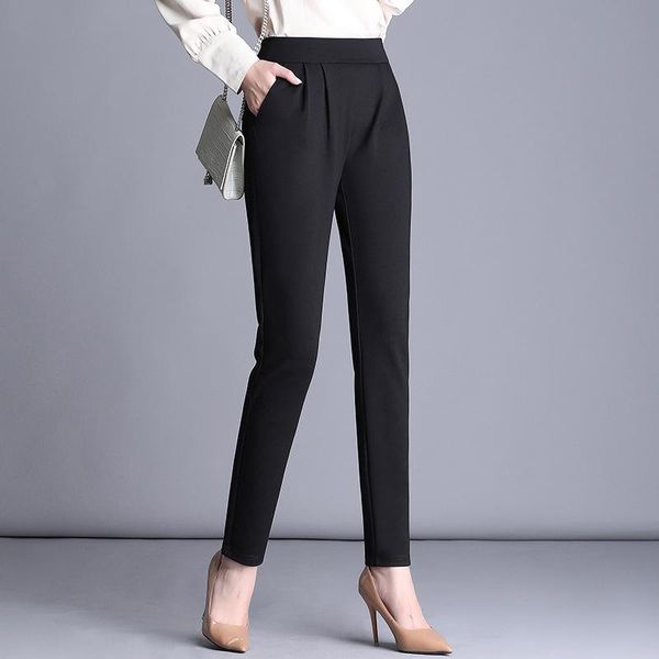 

women's pants & capris nonis 2021 autumn loose large women harem female front pleated casual radish trousers femme plus size, Black;white