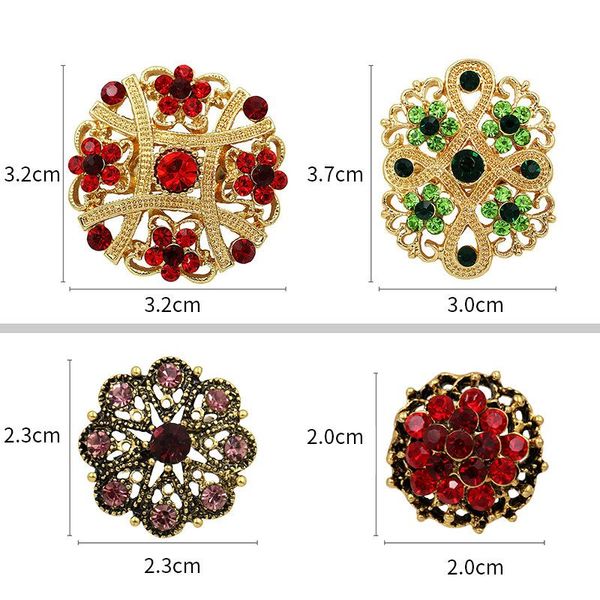 

pins, brooches retro antique gold color plated crystal rhinestones flower pins for women, Gray
