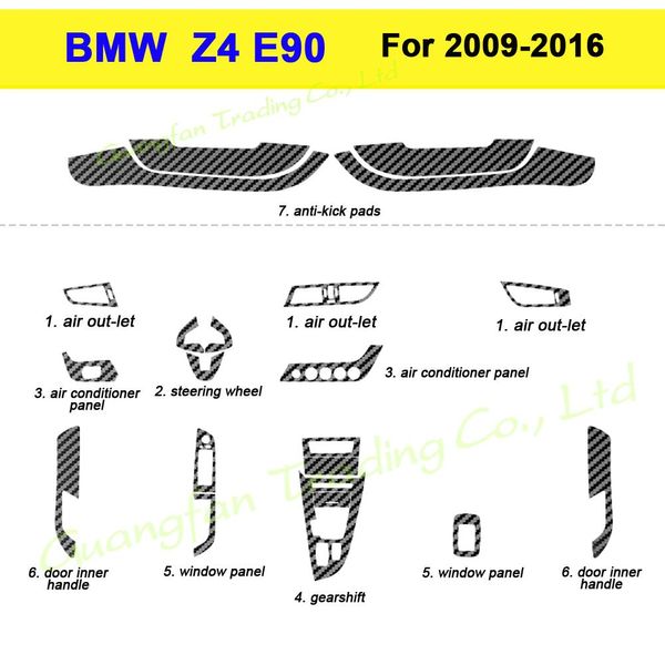 BMW Z4 E89 Yıl 2009-2016 Otomobil Styling 3D/5D Karbon Fiber Otomobil İç Merkez Konsolu Renk Kalıp Çıkartma Çıkartma Aksesuarları
