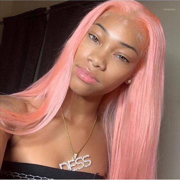

colored straight wigs human hair transparent lace brazilian pink remy 180 density front short bob1, Black;brown