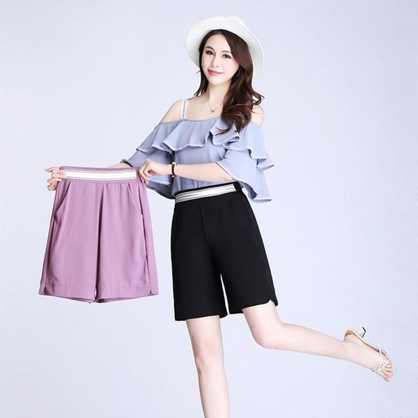 

elegant shorts for women 2021 summer fashion outfits plus size baggy cool short bottoms elasitc high waist thin breathable s-4xl women', White;black
