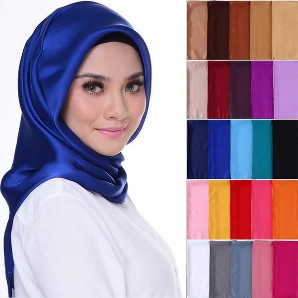 

ethnic clothing fashion solid color 2021 women scarf winter hijabs silk long lady shawls muslim luxury ladies scarves wraps, Red