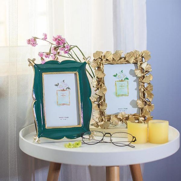 

4/6/7 inches nordic murals po frame golden pendulum ornaments creative home furnishing resin picture frames