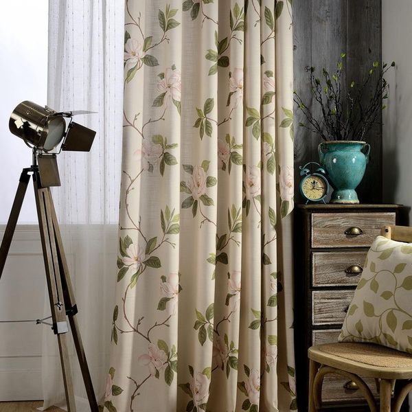 

curtains for living room bedroom modern garden chinese slub printing curtain fabric ceiling installation & drapes