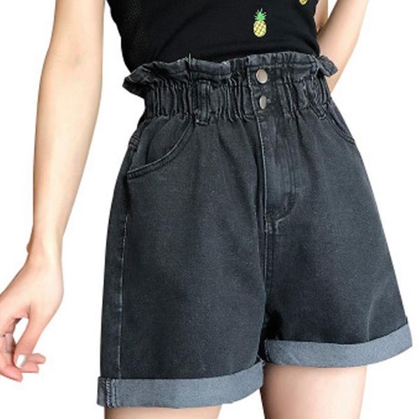 

womens summer shorts jeans for women loose high waist denim elastic wide leg ladies short female women's, Blue