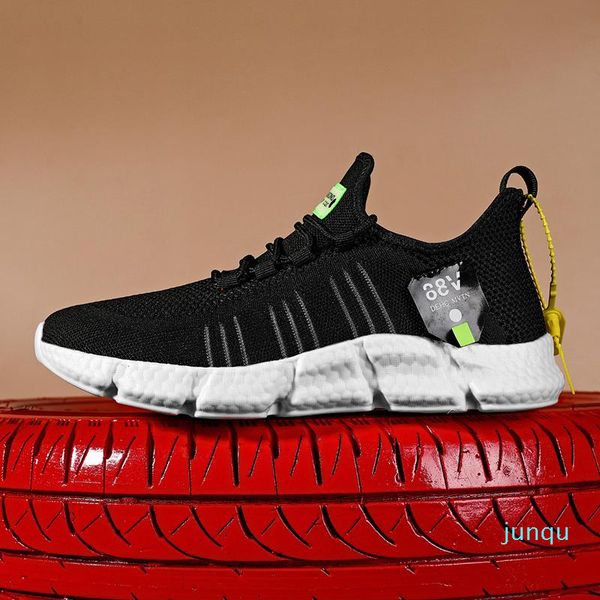 

wholesale- dress shoes men's sneakers light casual fashion large size 11 breathable summer mesh walking fluorescent green white elastic, Black