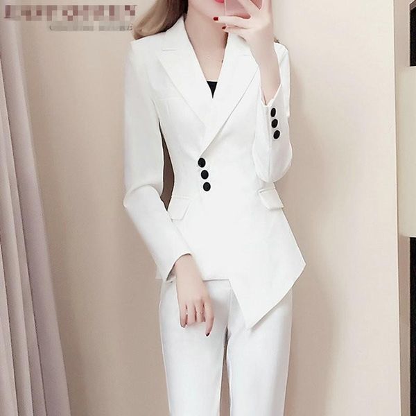 

womens business suits blazer white black for women fashion office uniform designs pant women's two piece pants