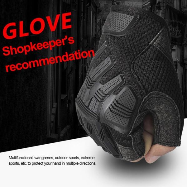 

cycling gloves outdoor tactical sport half finger military men sports non-slip shooting hunting riding equipments, Black