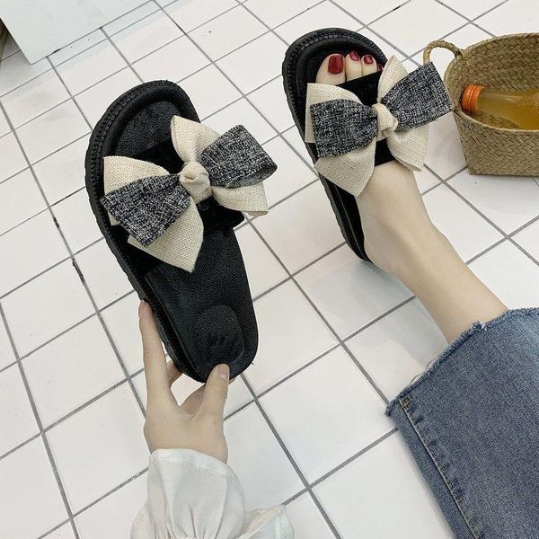

slippers 2021 home cute bowknot cotton ladies autumn and winter comfortable furry women fashion women's shoes, Black