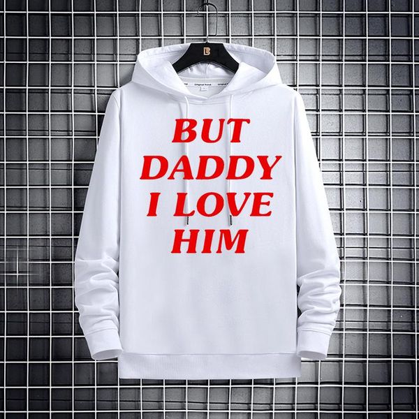 

hip hop couples fall/winter hoodie fashion women's casual loose-fitting but daddy i love him lovers streetwear hoodies & sweatshirts, Black