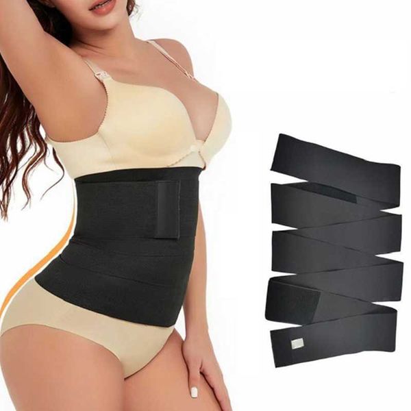 

waist support trainer women slimming sheath snatch me up bandage wrap body shaper tummy shapewear trimmer belt corset stretch bands, Black;gray