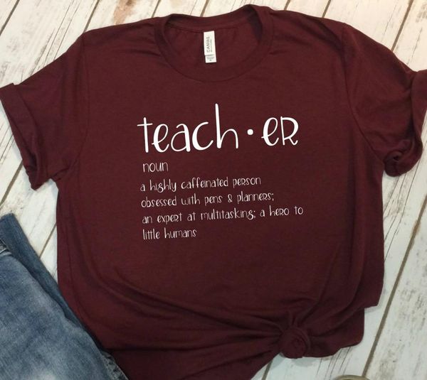 

women's t-shirt 2021 teacher definition shirt cute shirts back to school tees funny gift, White