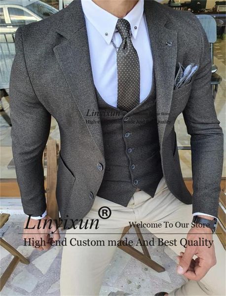 

men's suits & blazers grey wool men slim fit groom wedding tuxedos formal business male blazer 3 pieces set costume homme jacket vest b, White;black