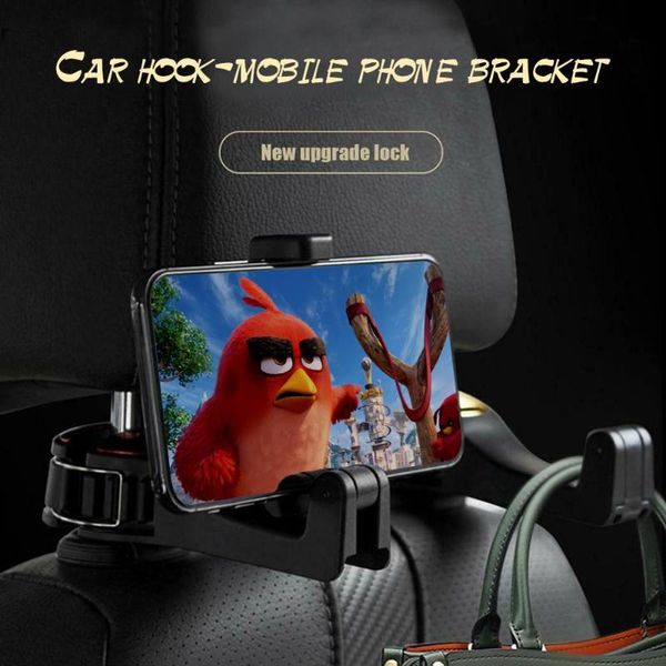 

car headrest hook with phone holder back seat hanger for handbag grocery bracket clips interior accessories cell mounts & holders