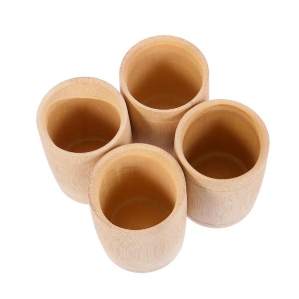 

mugs 4pcs rustic bamboo beverage cups wine water fashion retro storage tubes