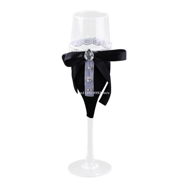 

wine glasses 2pcs set wedding glass creative black white dress crystal champagne goblet red cup dropship
