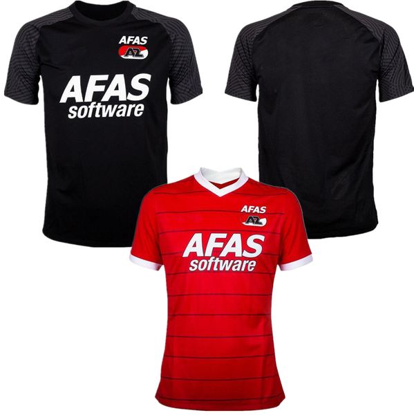 

221 22 az alkmaar soccer jerseys home red away black 2021 2022 wijndal koopmeiners stengs boadu midtsjÃ¸ de wit karlsson football shirts men, Black;yellow