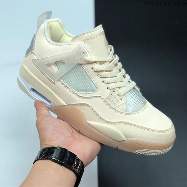 

new 4 sail muslin white black basketball shoes men women 4s sp wmns sports sneakers with box