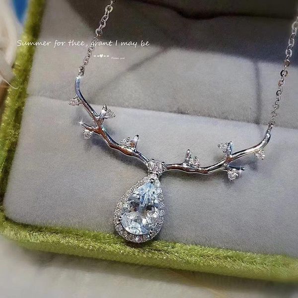 

pendant necklaces caoshi stylish necklace for women exquisite design shiny cubic zirconia statement jewelry party chic gift wholesale, Silver