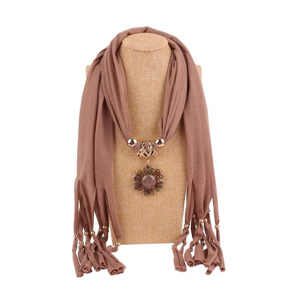 

scarves 2021 arrival solid jewelry statement necklace flower pendant scarf women neckerchief foulard femme accessories hijab stores, Blue;gray