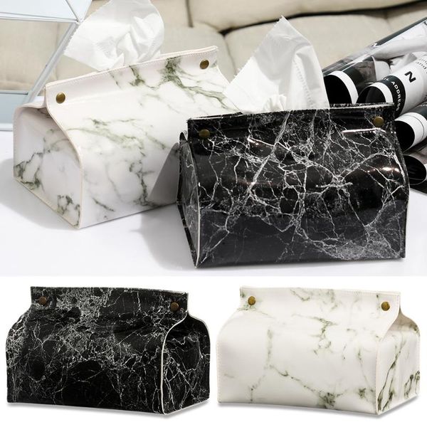 

tissue boxes & napkins fashion marble pattern case pu home car napkin paper dispenser towel box storage bag container table decoration