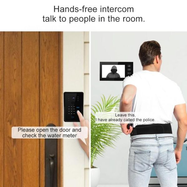 

other door hardware video doorbell 7inches wired intercom system card password remote control 110-240v ring