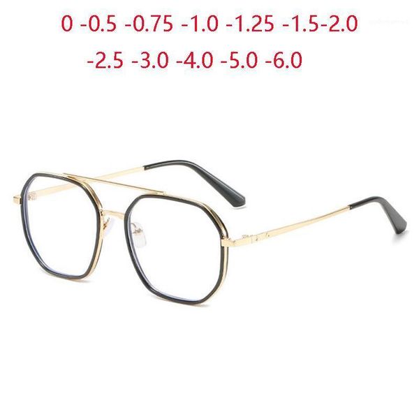 

sunglasses double beam metal polygon finished myopia glasses literary student prescription lens diopter 0 -0.5 -1.0 to -6.0, White;black