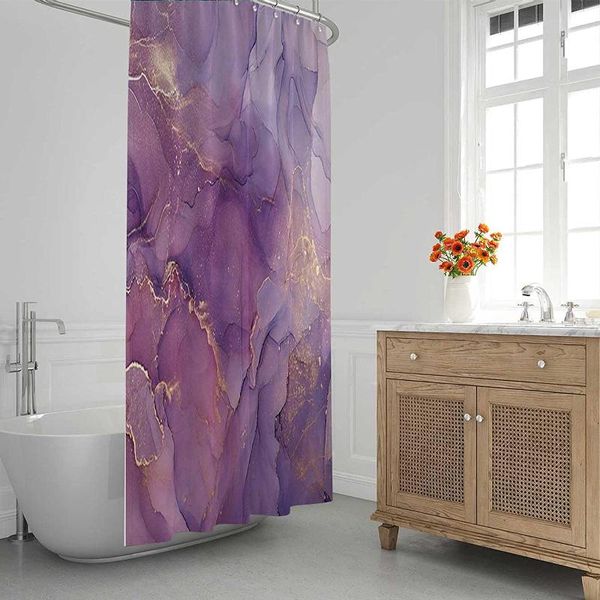 

shower curtains purple marble curtain lavender gold colorful pattern texture abstract fabric bathroom ink art painting 12 hooks