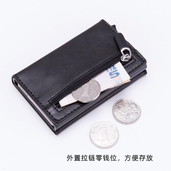 

wallets rfid smart wallet holder metal thin slim men pass secret up minimalist small black purse, Red;black
