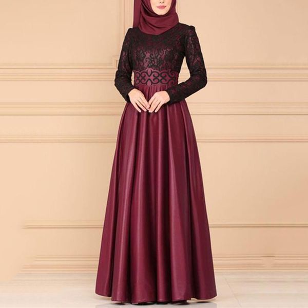 

casual dresses dress women summer muslim kaftan arab jilbab abaya islamic lace stitching maxi chic 2021 trendy sukienka, Black;gray