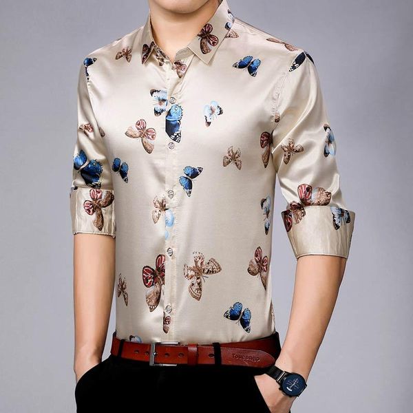 

men's casual shirts 2021 brand long sleeve men social shirt streetwear butterfly dress mens slim regular fit clothes fashions, White;black