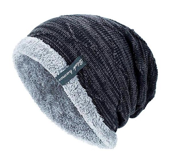 

cloches beanie hat for men winter warm hats knit slouchy thick, Blue;gray